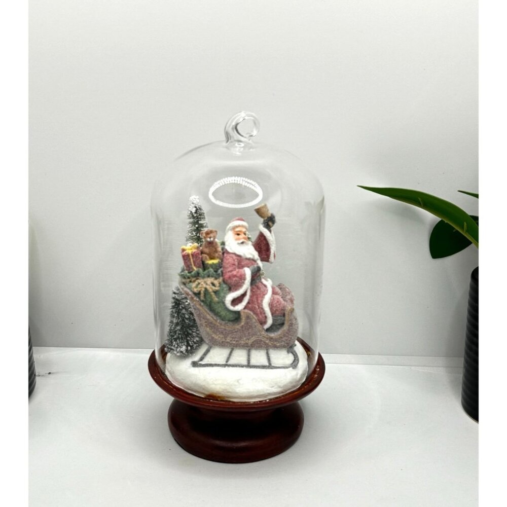 Sconce Santa Sleigh Scene Under Glass Ornaments By Valerie